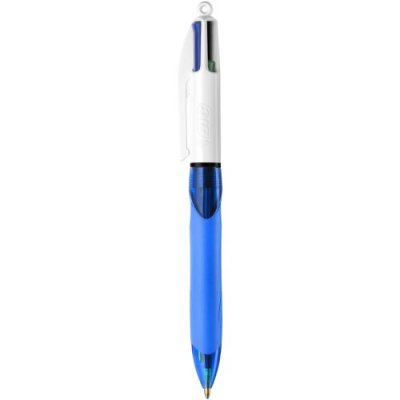 BIC Stylo - 4 Couleurs - Pointe Moyenne -  - Grip Corps Bleu