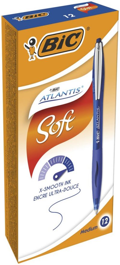 BIC Stylo  Atlantis r&eacute;tractile Soft Bleu