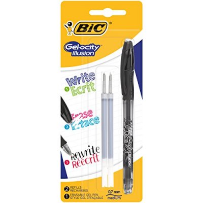 BIC Stylo  Gel Ocity illusion + recharges - encre gel effa&ccedil;able - Noir - 3 pcs