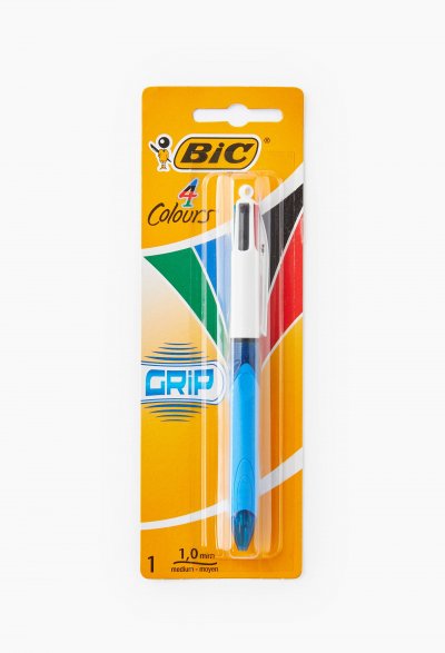 BIC Stylo-bille 4 Couleurs Grip, pointes moyennes et r&eacute;tractables