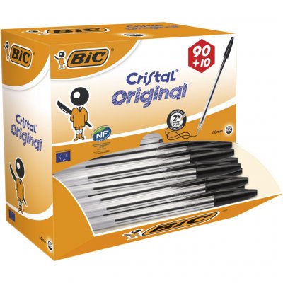 BIC Stylo bille CRISTAL jetable pointe moyenne. Coloris Noir - Pack de 100