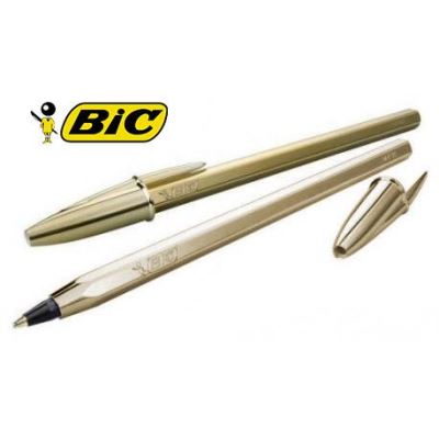 BIC Stylo-bille Cristal Original Shine Or - Encre Bleue - 