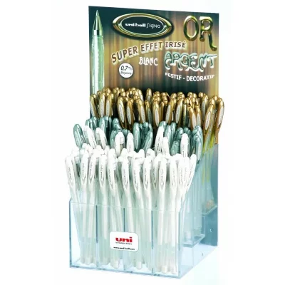 UNI-BALL Stylo Bille Encre Gel Metallise - Pochette De 5