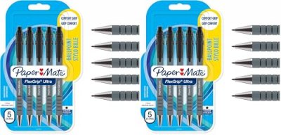 PAPERMATE Stylo Bille flexgrip" Noir Pointe Moyenne X5 " - Les 5 Stylos