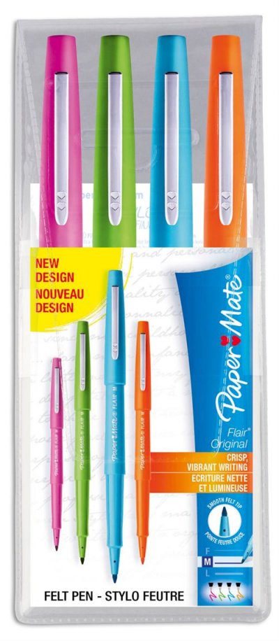 PAPERMATE Stylo feutre nylon assortis - pochette de 4