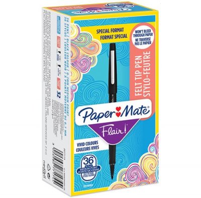 PAPERMATE Stylo Feutre Paper Mate Flair Noir Format &Eacute;conomique 30+6