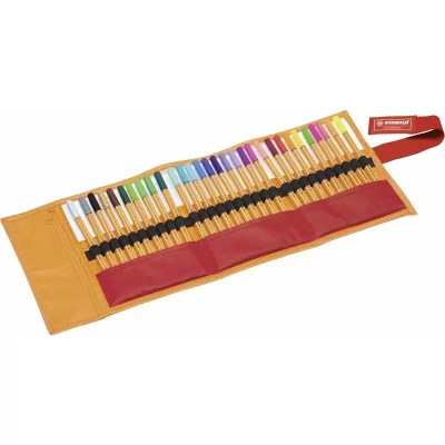 STABILO Stylo feutre pointe fine -  point 88 - Rollerset de 30 stylos-feutres - dont 5 couleurs fluos