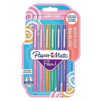 PAPER MATE Stylo Feutre Pointe Moyenne Couleurs Assortis X6  - Le Lot De 6