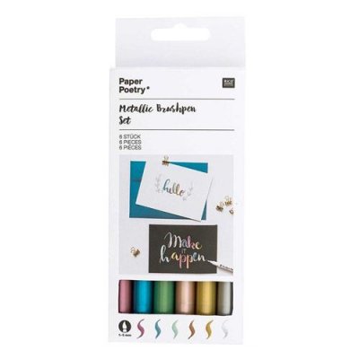 RICO DESIGN Stylo-pinceaux m&eacute;talliques  - Multicolore - 6 pcs -  - couleur variant