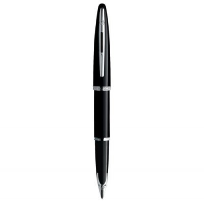 WATERMAN Stylo plume Car&egrave;ne Black Sea laqu&eacute; noir & palladium plume moyenne