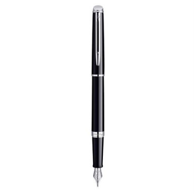 WATERMAN Stylo plume H&eacute;misph&egrave;re laqu&eacute; noir et palladium plume moyenne