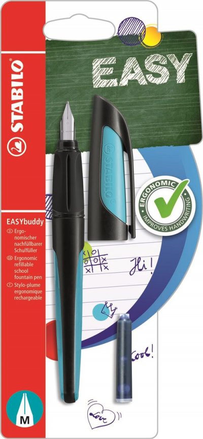 STABILO Stylo plume  Easybuddy pour tous Noir et bleu