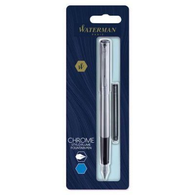 WATERMAN Stylo plume  GRADUATE chrom&eacute; + 1 cartouche longuebleue