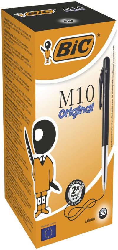 BIC Stylos &agrave; bille -  - M10 clic - Lot de 50 - Pointe fine 04 mm - Noir