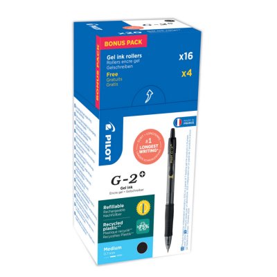 PILOT Stylos G2  - noir - ecopack 20 dont 4 offerts