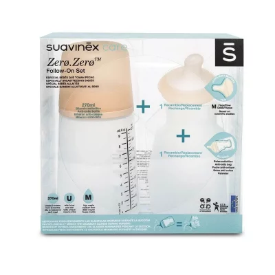 SUAVINEX  Pack Biberon Zero-Zero Anti-Colique - D&eacute;bit Moyen - 270ml