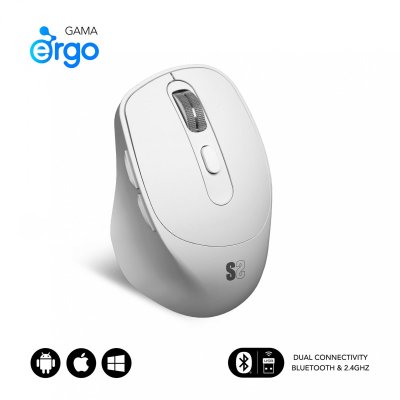 SUBBLIM  Comfort Ergo Dual Battery Wireless Ergonomic Mouse Clair 