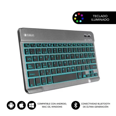 SUBBLIM  Smart Backlit Bluetooth Wireless Keyboard Gris Spanish QWERTY