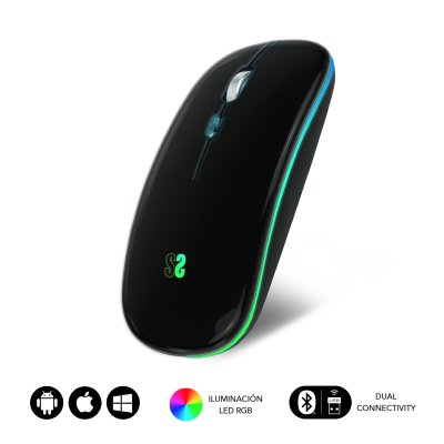 SUBBLIM  Submo-ldflat1 Rgb 1600 Dpi Wireless Mouse Noir