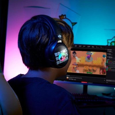 SUBSONIC  SS Casque de jeu filaire BRAWL STARS, Noir, compatible PS5, PS4, PC, Xbox, Switch