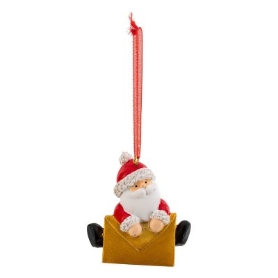 ATMOSPHERA Sujet P&egrave;re No&euml;l Lettre Dor&eacute;e H.6cm Rouge - 