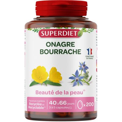 SUPERDIET Super Diet Huiles Onagre Et Bourrache 200 Capsules