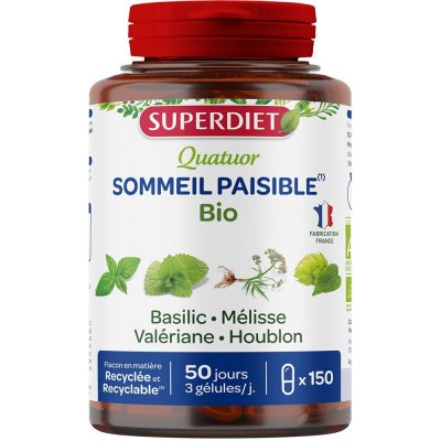 SUPERDIET Super Diet Quatuor M&eacute;lisse D&eacute;tente Bio 150 g&eacute;lules
