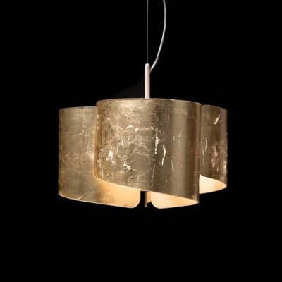 SELENE Superbe Suspension &Agrave; 3 Lampes Papiro Dor&eacute;e