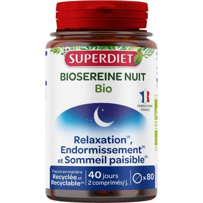 SUPERDIET  Biosereine Passiflore, Houblon, M&eacute;lisse 80 comprim&eacute;s 380gr