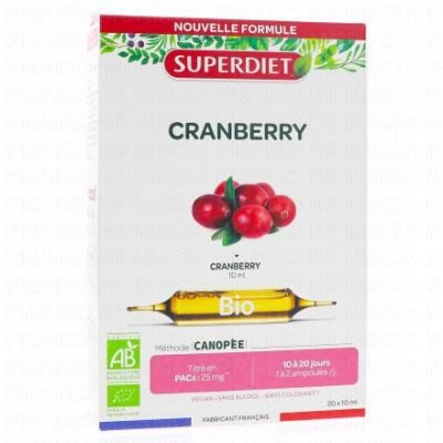 SUPERDIET  Cranberry Bio, 20 ampoules de 15ml