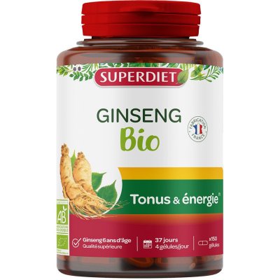 SUPERDIET  Ginseng Panax Ca Meyer Bio - 150 G&eacute;lules - Bo&icirc;te 150 g&eacute;lules