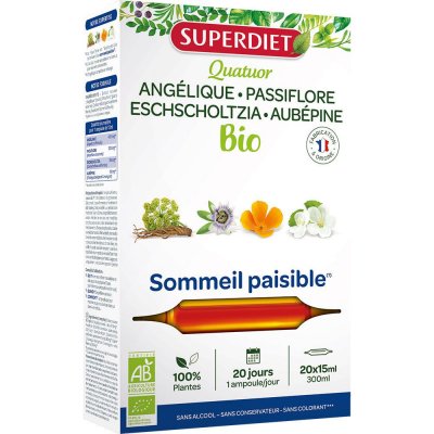 SUPERDIET  Quatuor Passiflore Sommeil Paisible Bio 20 ampoules