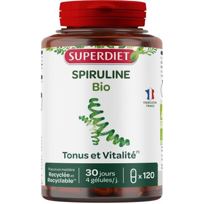 SUPERDIET  Spiruline Bio 120 g&eacute;lules