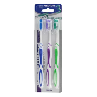 SUPERWHITE  Brosse &agrave; dents family medium, 3 unit&eacute;s