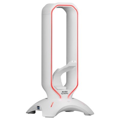MARS GAMING Support casque mhhpro w rgb (blanc) MHHPROW