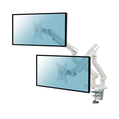 KIMEX Support de bureau Full Motion pour 2 &eacute;crans PC 17''-32'' avec USB, Blanc