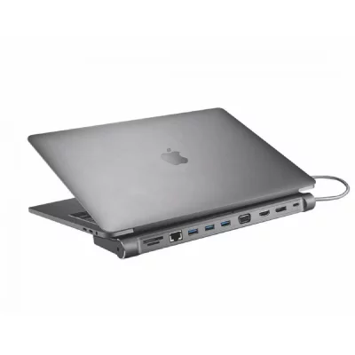 XTREMEMAC Support Macbook Type C  Station Hub 13 Connecteurs Gris