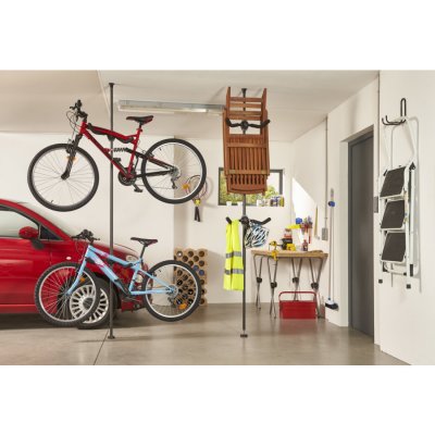 MOTTEZ Support pour 2 v&eacute;los t&eacute;lescopique  H. 200 cm &agrave; 275 cm rouge
