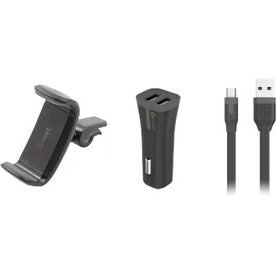 MUVIT Support voit grip 360 80mm cac 2usb cable 2 4a microusb noir