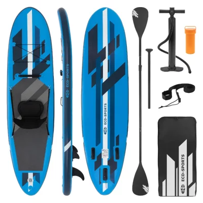 ECD GERMANY Surfboard stand up paddle SUP 120kg 320 cm gonflable bleu avec si&egrave;ge de kayak