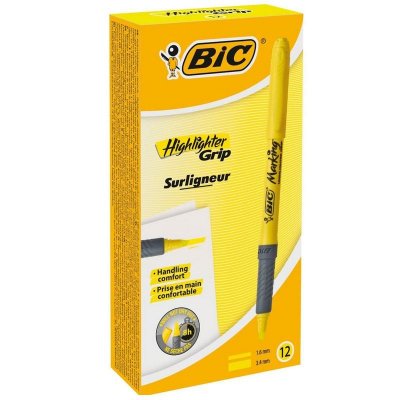 BIC Surligneur  Grip - pointe biseaut&eacute;e 3,4 mm - jaune fluorescent