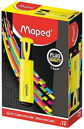 MAPED Surligneur - Jaune Fluo - Mine Biseaut&eacute;e -  - Fluo'peps