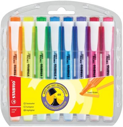 STABILO Surligneur  swing cool - Pochette x 8 surligneurs fluo assortis