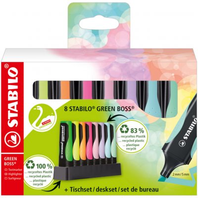 STABILO Surligneurs  green boss - set de 8 - assorties - 