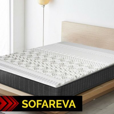 SOFAREVA Surmatelas Burlinton 90x200cm Ep 4 cm 10 zones de confort M&eacute;moire de forme - blanc