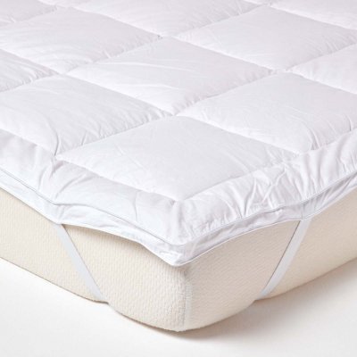 HOMESCAPES Surmatelas en soie de m&ucirc;riers, 140 x 190 cm - Blanc - 
