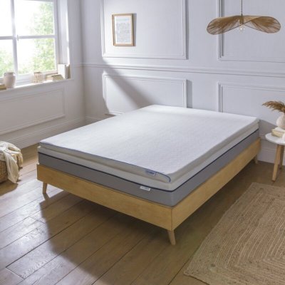 BLEU CALIN Surmatelas m&eacute;moire de forme 5 cm d&eacute;houssable tissu respirant 160x200cm