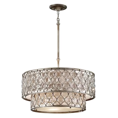 FEISS Suspenion Lucia, argent bruni et cristal, 62 cm, 6 ampoules