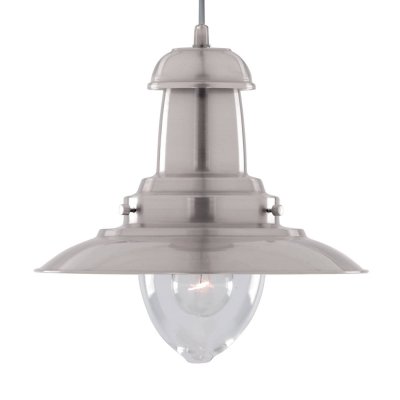 SEARCHLIGHT Suspension 1 ampoule fisherman, en argent satin&eacute; et verre