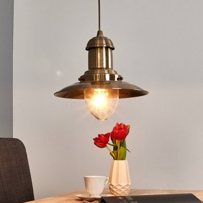 SEARCHLIGHT Suspension 1 ampoule Fisherman, en laiton antique et verre